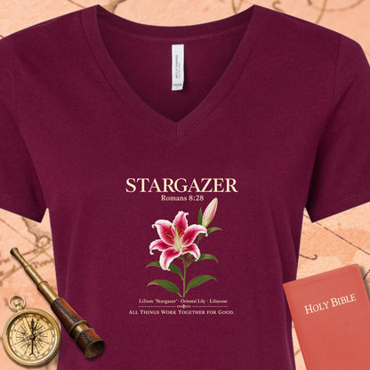Stargazer Romans 8:28 V-Neck Tee