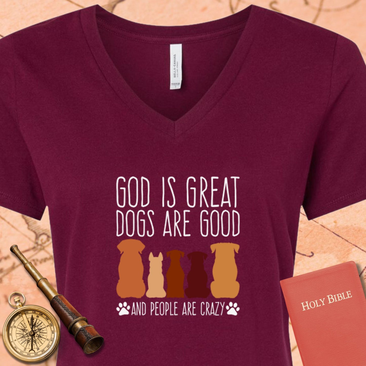 God is Great Dogs V-Neck Tee