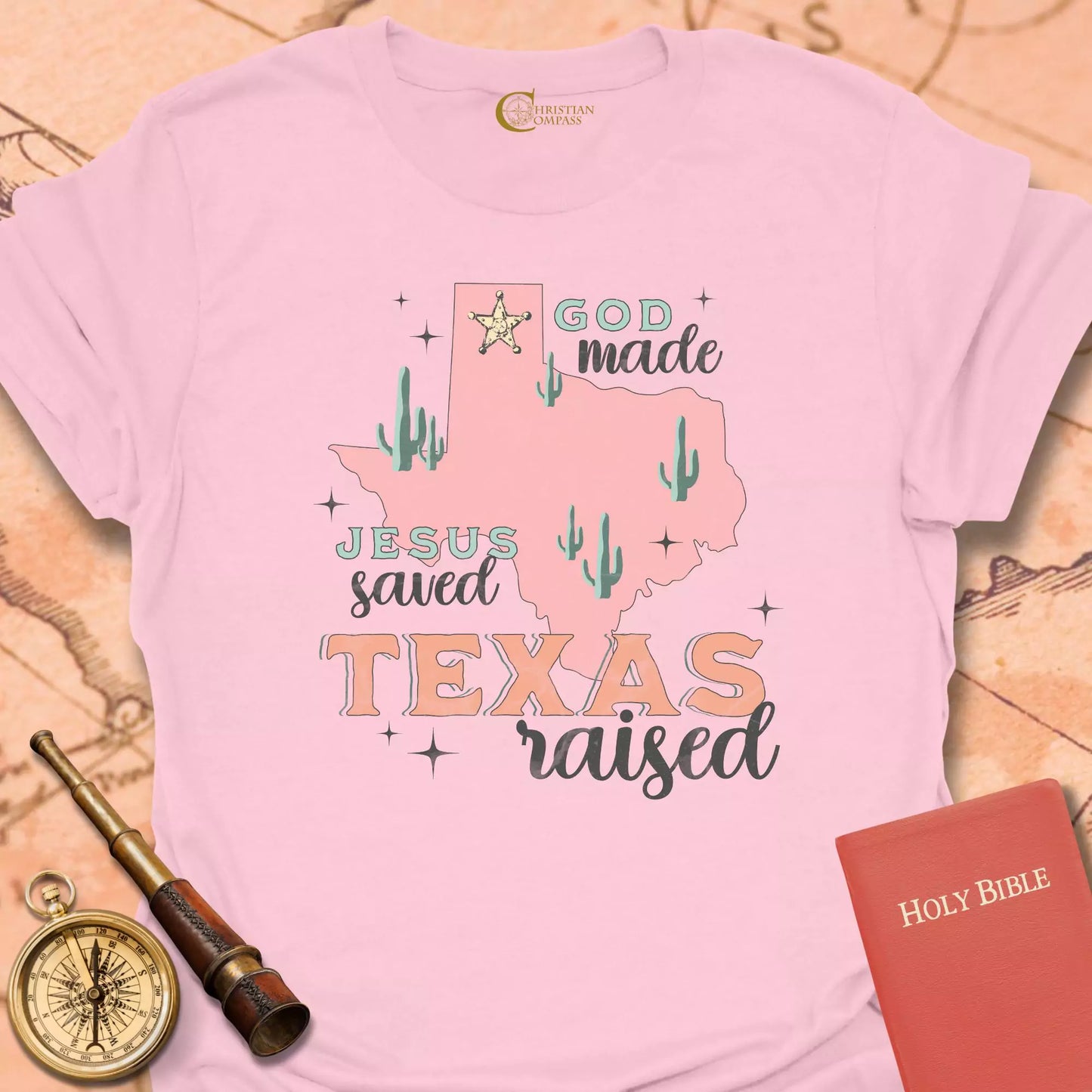 God Made Texas Raised T-Shirt