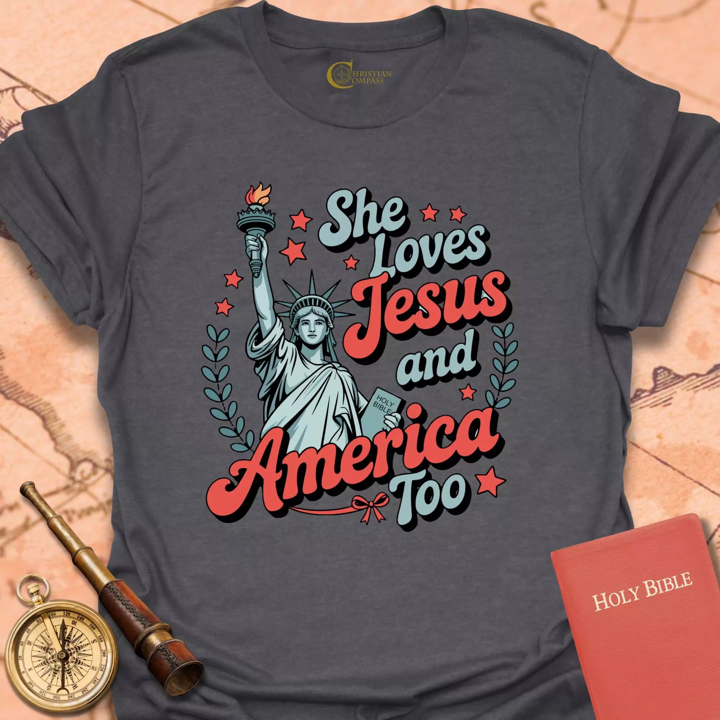 She Loves Jesus and America Too T-Shirt