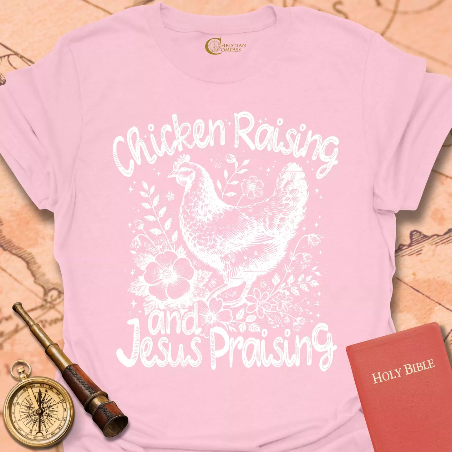 Chicken Raising Jesus Praising T-Shirt