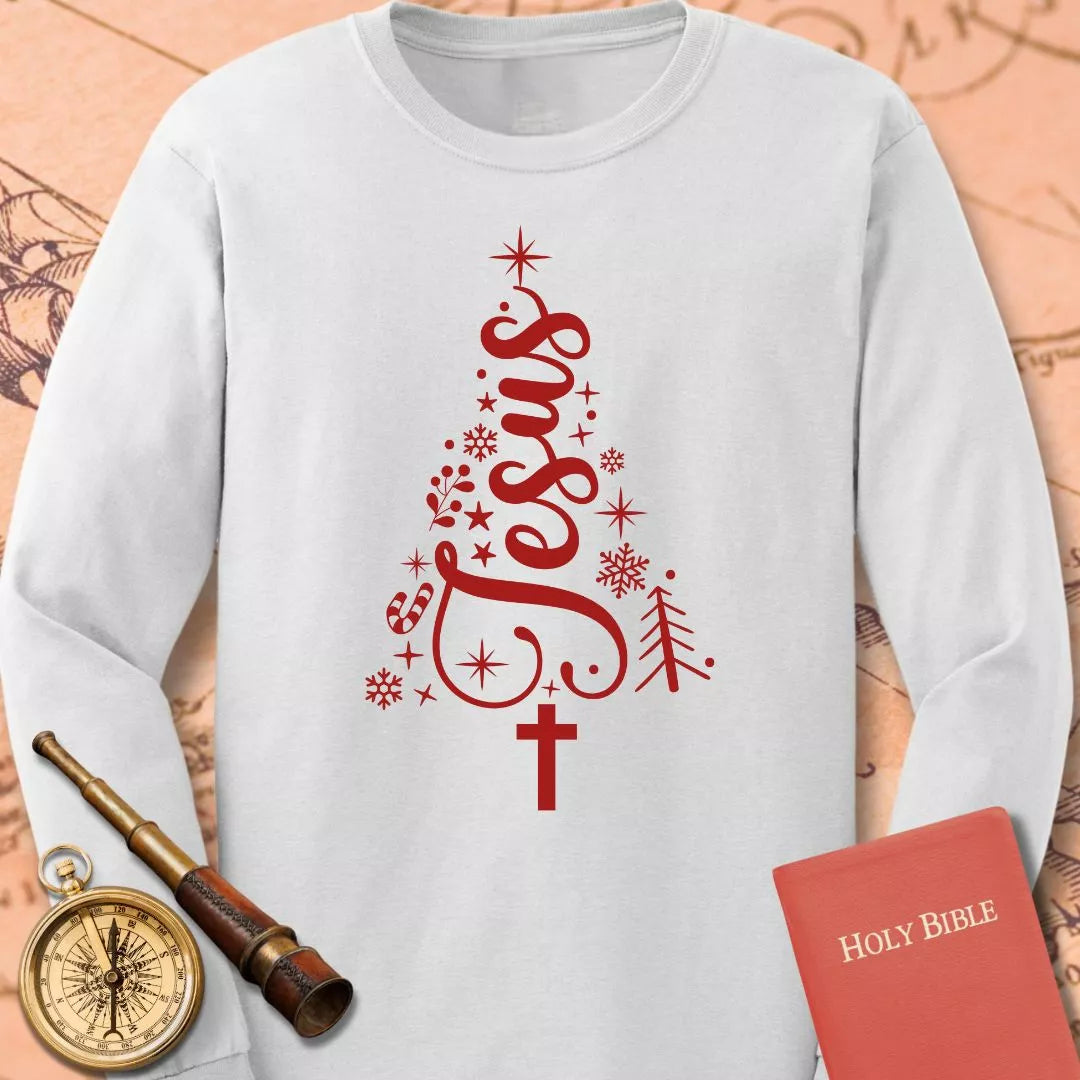 Jesus Christmas Tree Long Sleeve Tee