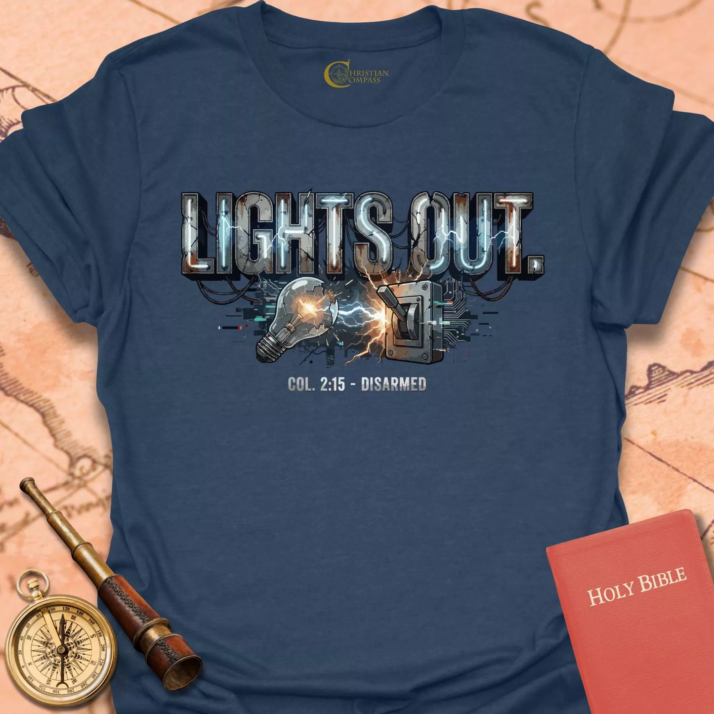 Lights Out - Colossians 2:15 Disarmed T-Shirt