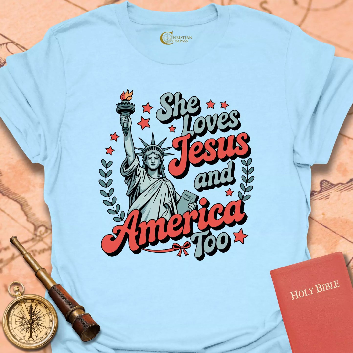 She Loves Jesus and America Too T-Shirt
