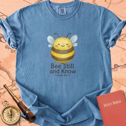 Bee Still and Know — Cute Bumblebee Premium T-shirt — Blue Jean Comfort Colors