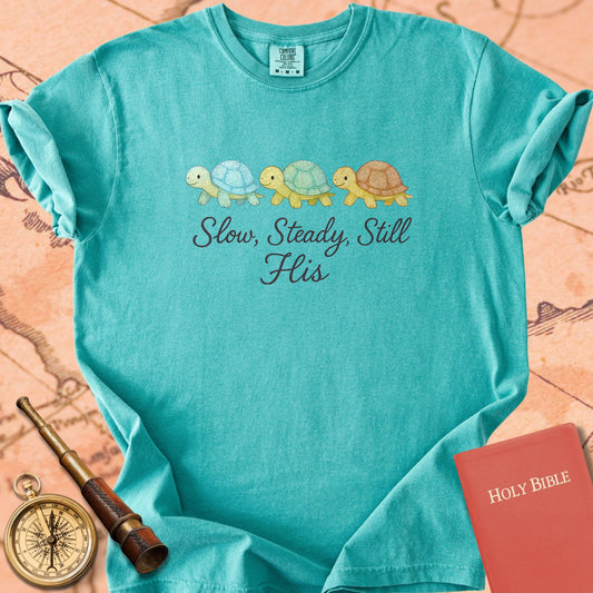 Slow, Steady, Still His — Cute Turtles Premium T-shirt — Seafoam Comfort Colors