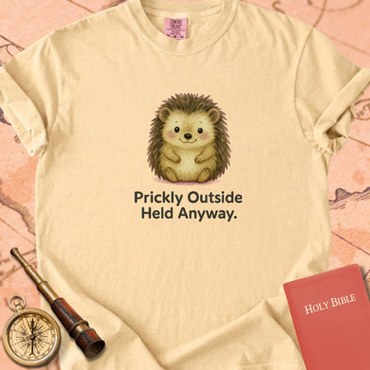 Prickly Outside, Held Anyway — Cute Hedgehog Premium T-shirt — Butter Comfort Colors