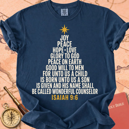 For Unto Us a Child Is Born — Isaiah 9:6 Christmas Tree Premium T-shirt