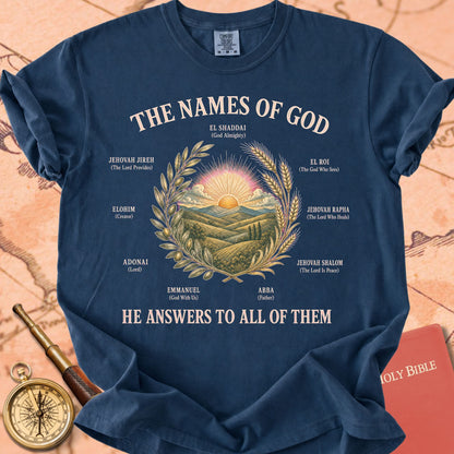 The Names of God — "He Answers to All of Them" | Hebrew Names of God Premium T-shirt