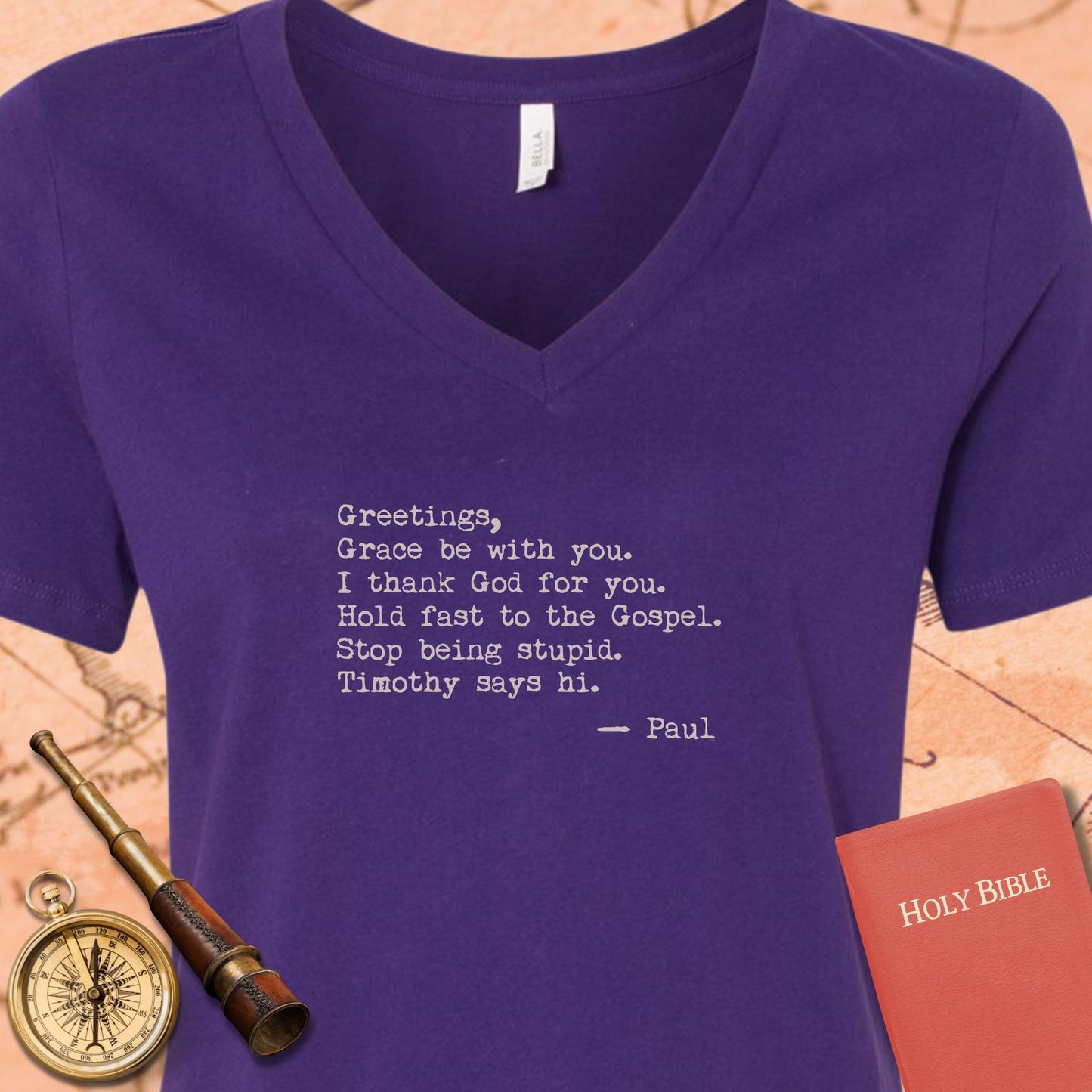 Greetings Grace Be With You V-Neck T-Shirt