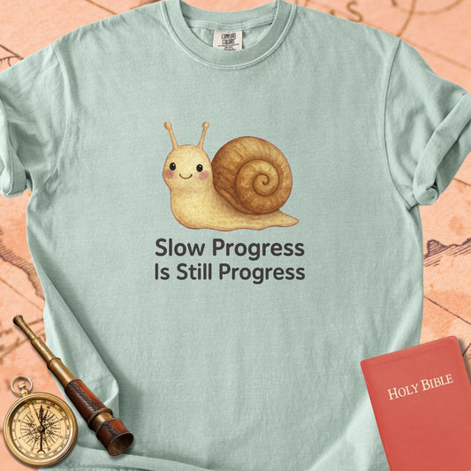 Slow Progress Is Still Progress — Cute Snail Premium T-shirt — Bay Comfort Colors