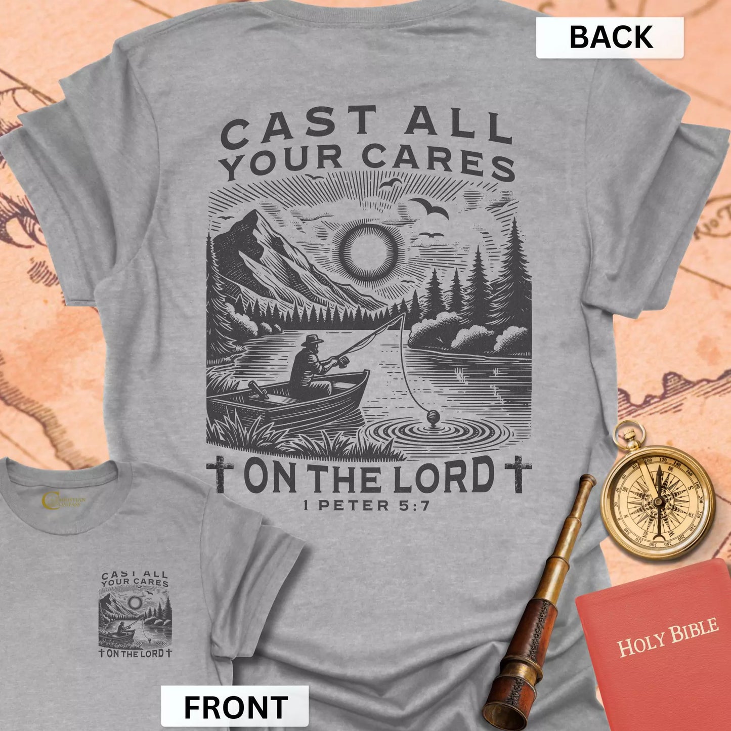 Cast All Your Cares (front & back) T-Shirt
