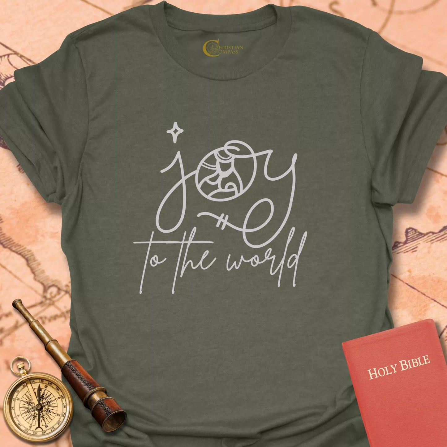Joy to the World – Nativity Line Art T-Shirt