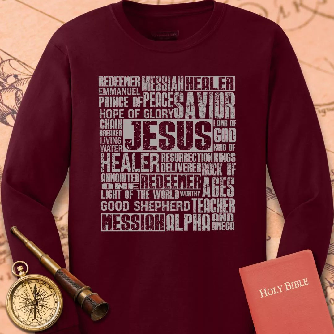 Names of Jesus Collage Long Sleeve Tee