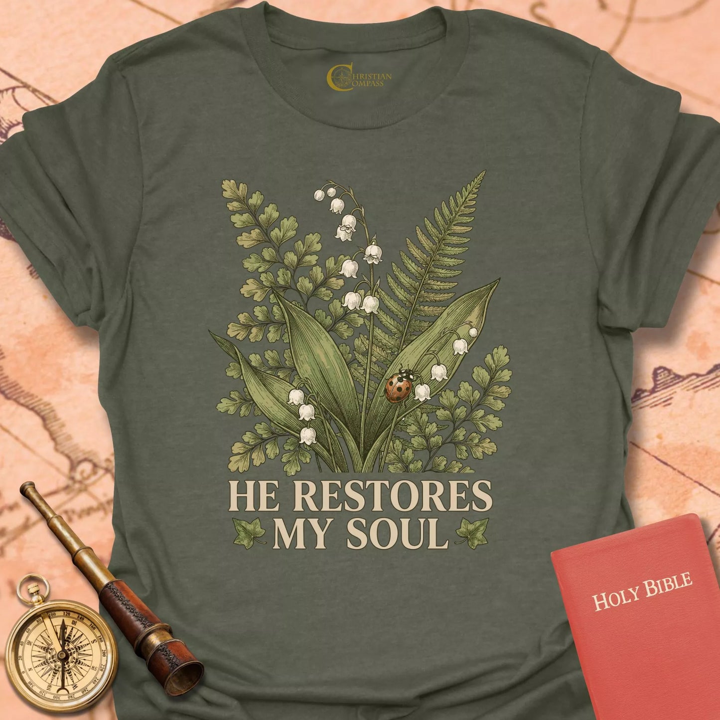 He Restores My Soul Ladybug T-Shirt