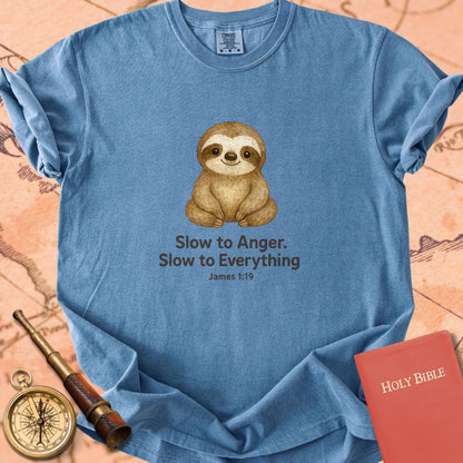 Slow to Anger, Slow to Everything — Cute Sloth Premium T-shirt — Blue Jean Comfort Colors