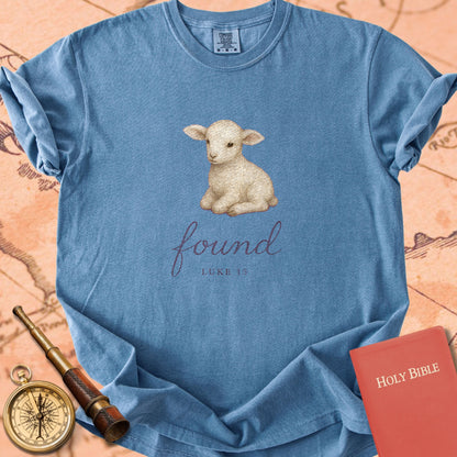 Found — Little Lamb (Luke 15) Premium T-shirt — Blue Jean Comfort Colors
