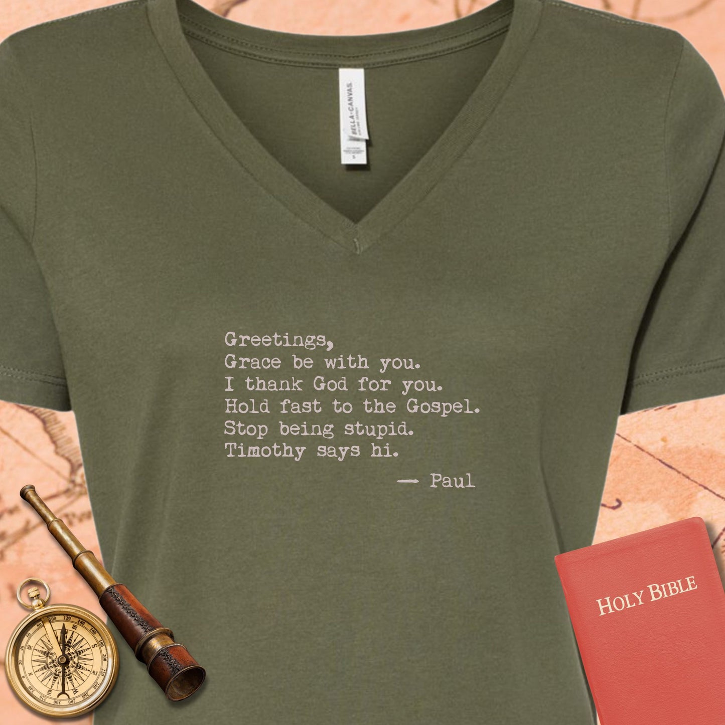 Greetings Grace Be With You V-Neck T-Shirt