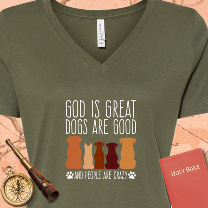 God is Great Dogs V-Neck Tee
