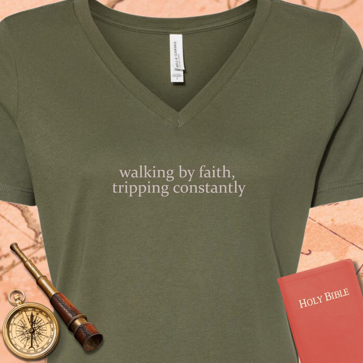 Walking by Faith, Tripping Constantly V-Neck Tee