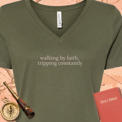 Walking by Faith, Tripping Constantly V-Neck Tee
