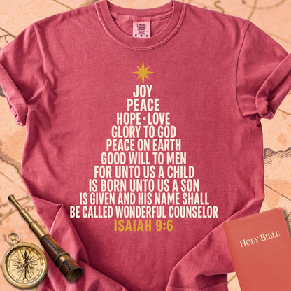 For Unto Us a Child Is Born — Isaiah 9:6 Christmas Tree Premium T-shirt