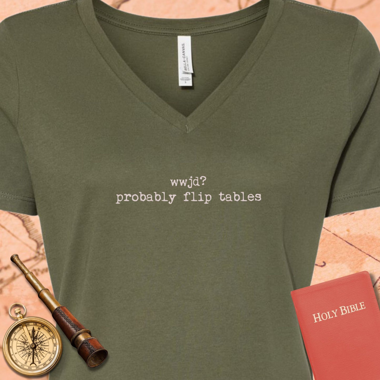 WWJD? Probably Flip Tables V-Neck T-Shirt