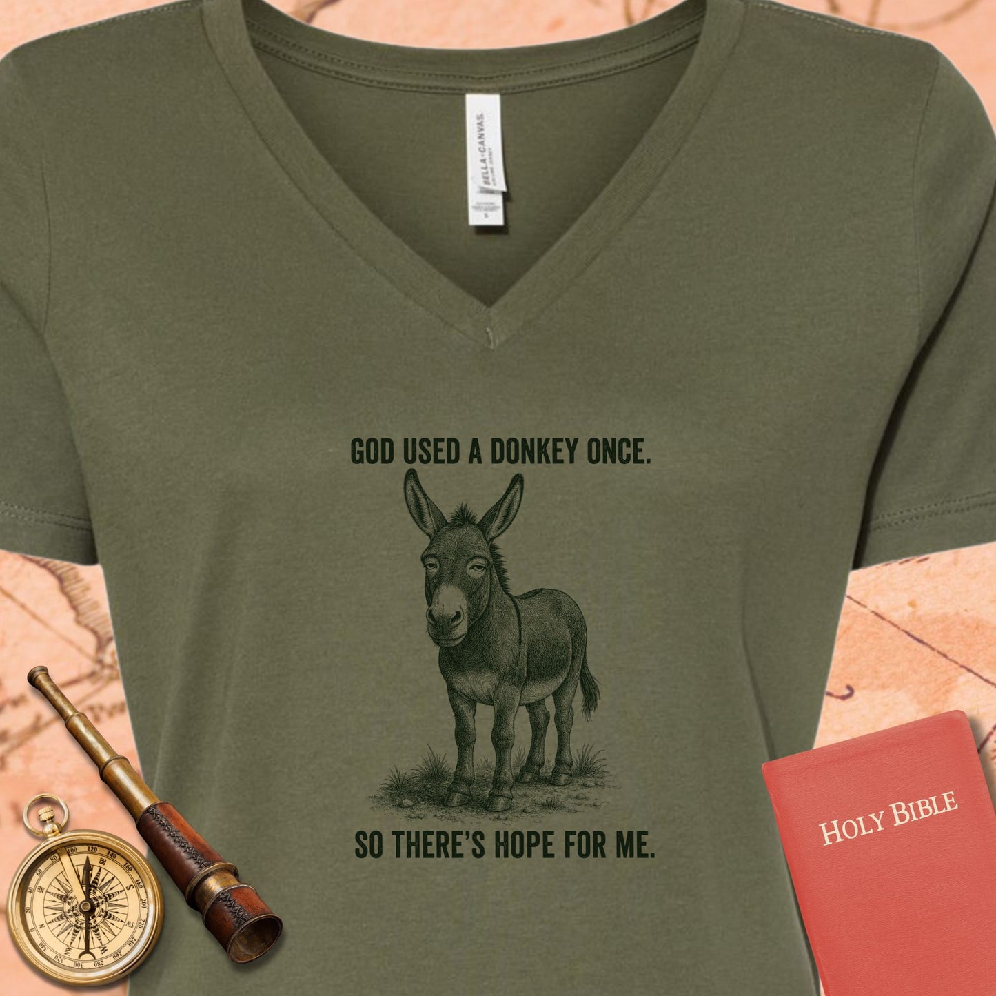 God Used a Donkey Once V-Neck T-Shirt