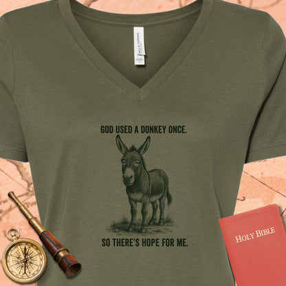 God Used a Donkey Once V-Neck T-Shirt