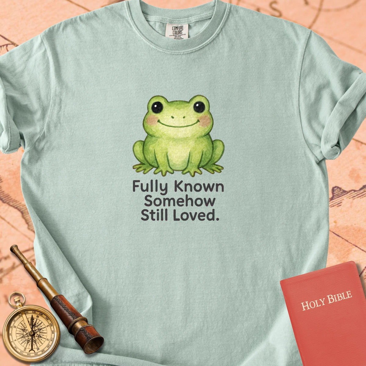 Fully Known, Somehow Still Loved — Cute Frog Premium T-shirt — Bay Comfort Colors