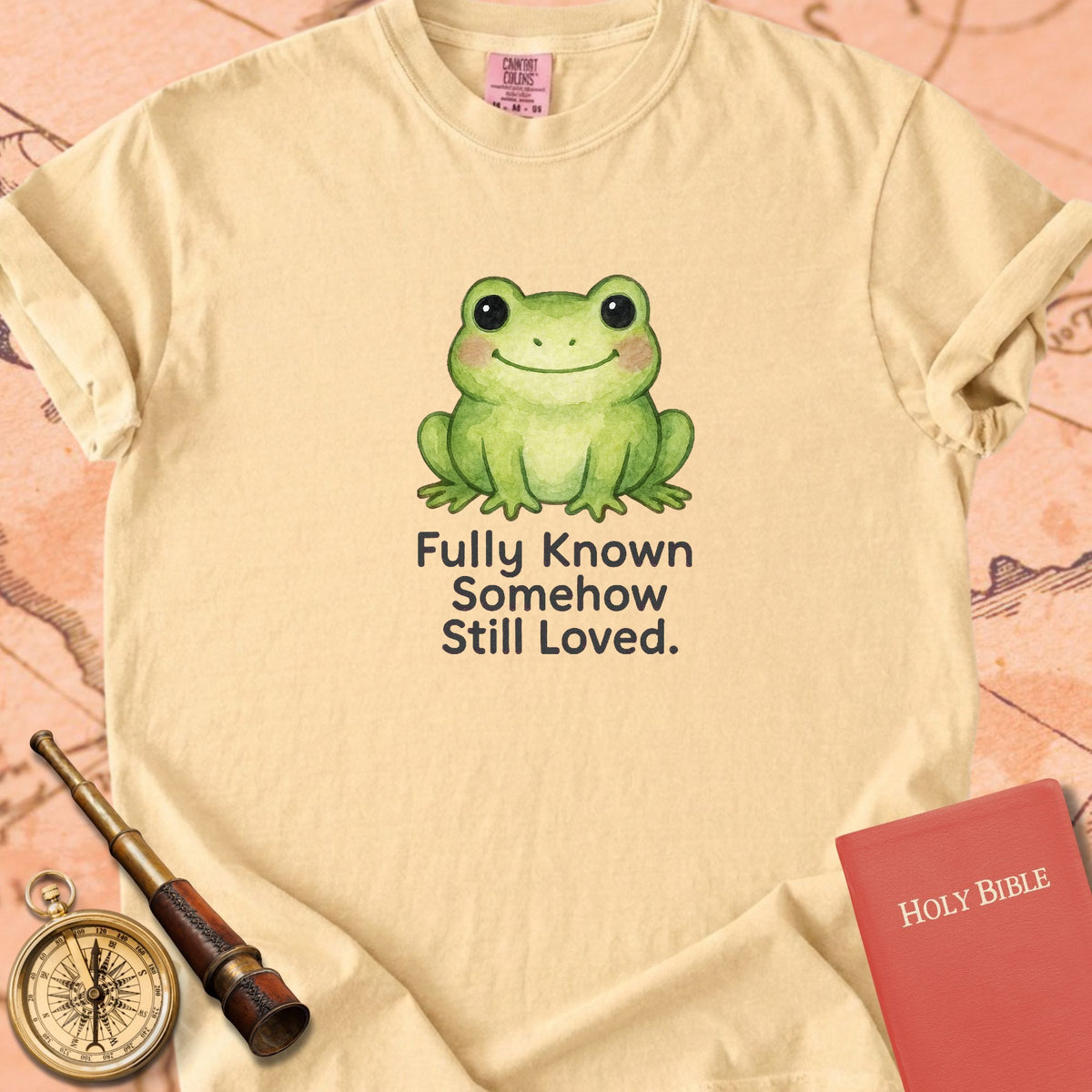 Fully Known, Somehow Still Loved — Cute Frog Premium T-shirt — Butter Comfort Colors