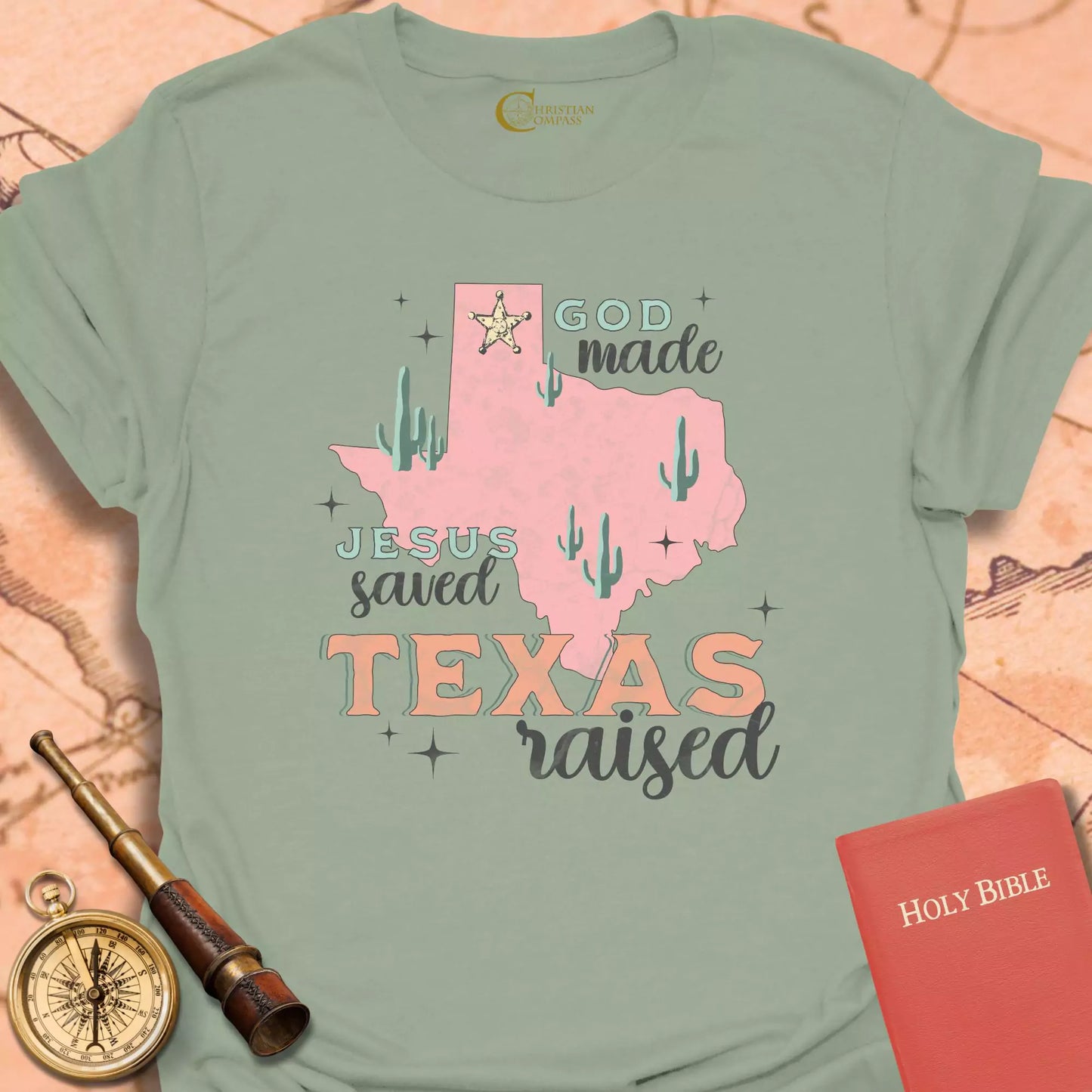 God Made Texas Raised T-Shirt