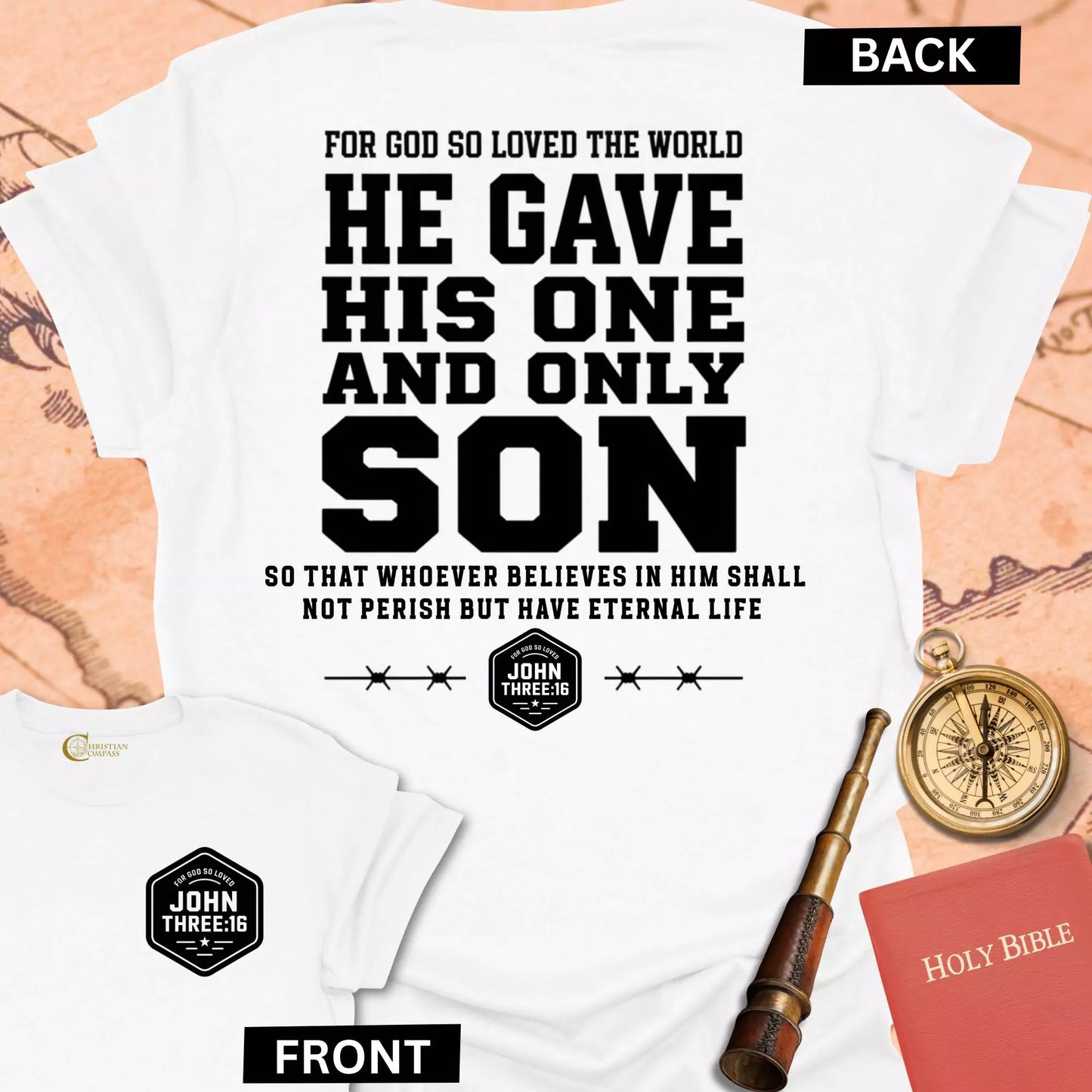 John 3:16 (front & back) T-Shirt