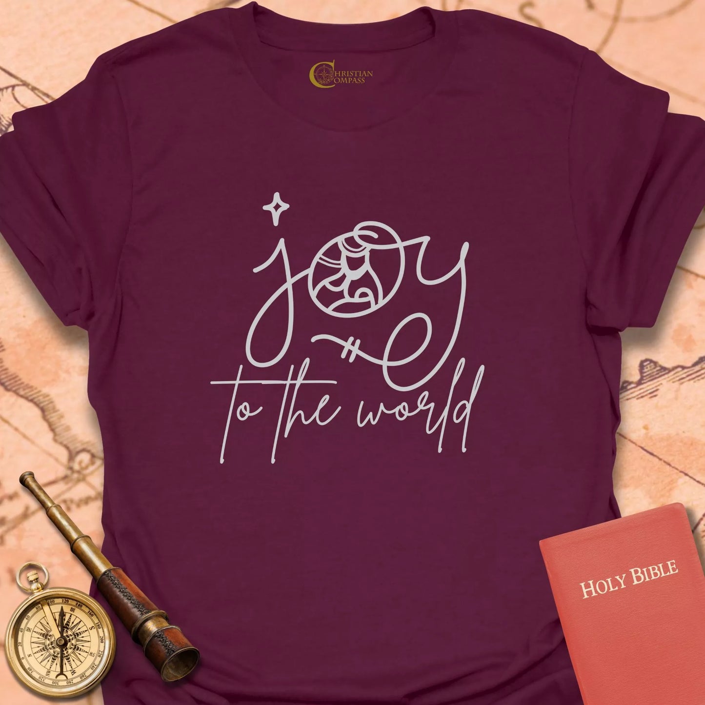 Joy to the World – Nativity Line Art T-Shirt