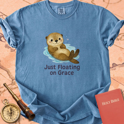Just Floating on Grace — Cute Otter Premium T-shirt — Blue Jean Comfort Colors