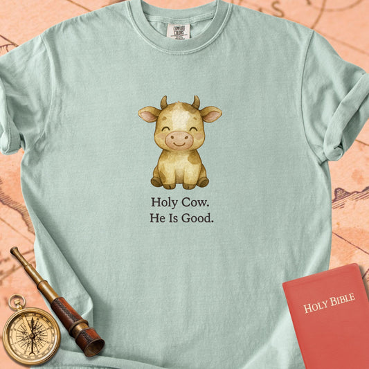 Holy Cow, He Is Good — Cute Cow Premium T-shirt — Bay Comfort Colors