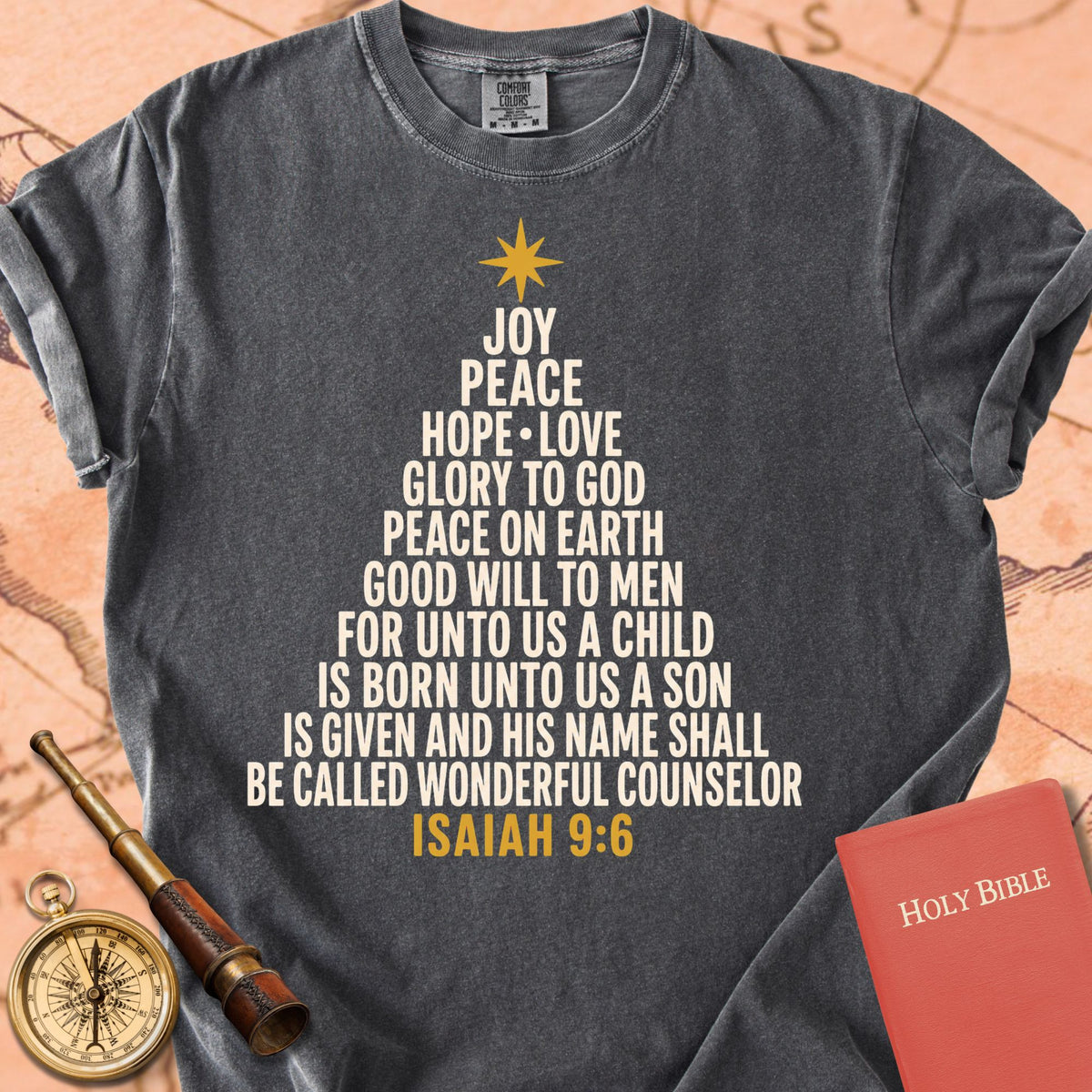 For Unto Us a Child Is Born — Isaiah 9:6 Christmas Tree Premium T-shirt