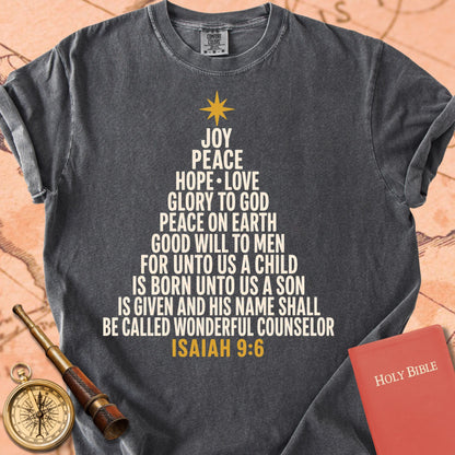 For Unto Us a Child Is Born — Isaiah 9:6 Christmas Tree Premium T-shirt