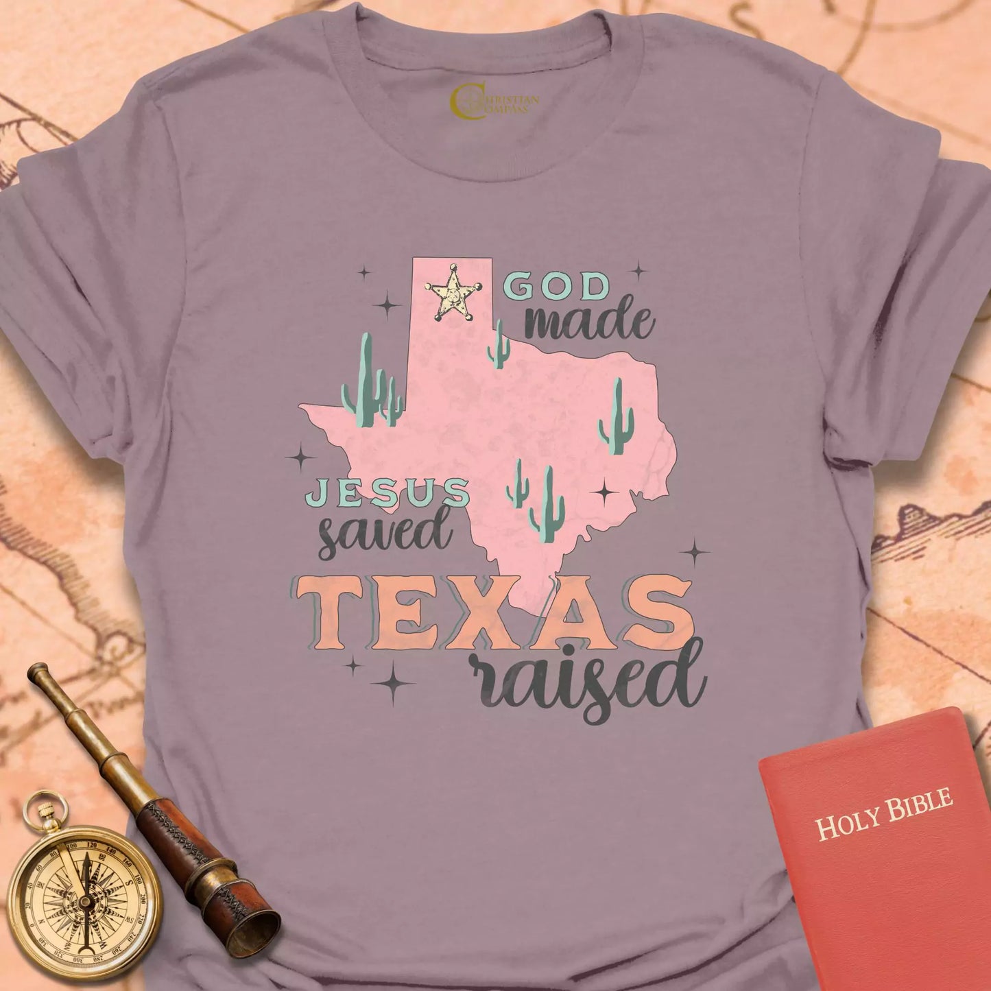 God Made Texas Raised T-Shirt