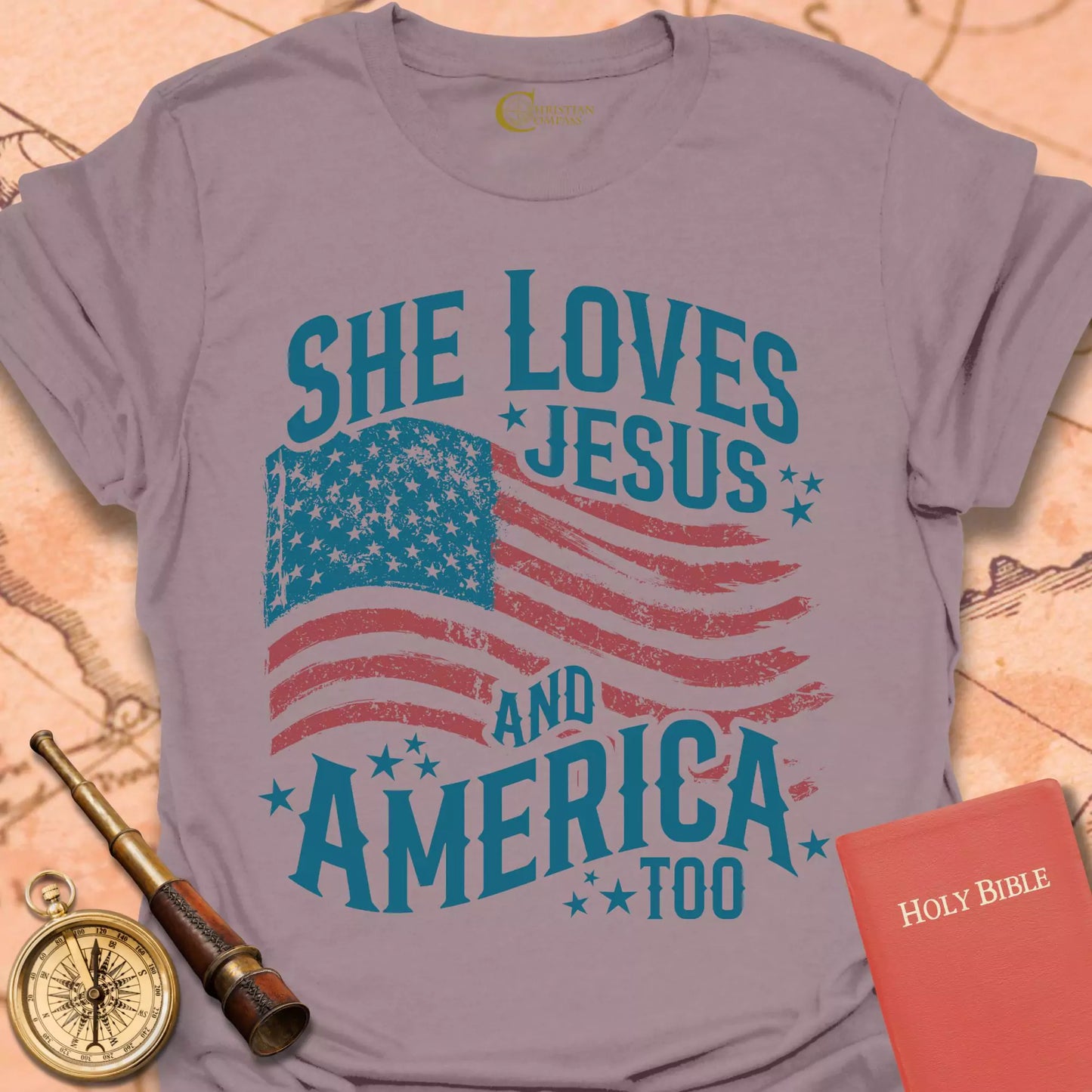 She Loves Jesus and America Too T-Shirt