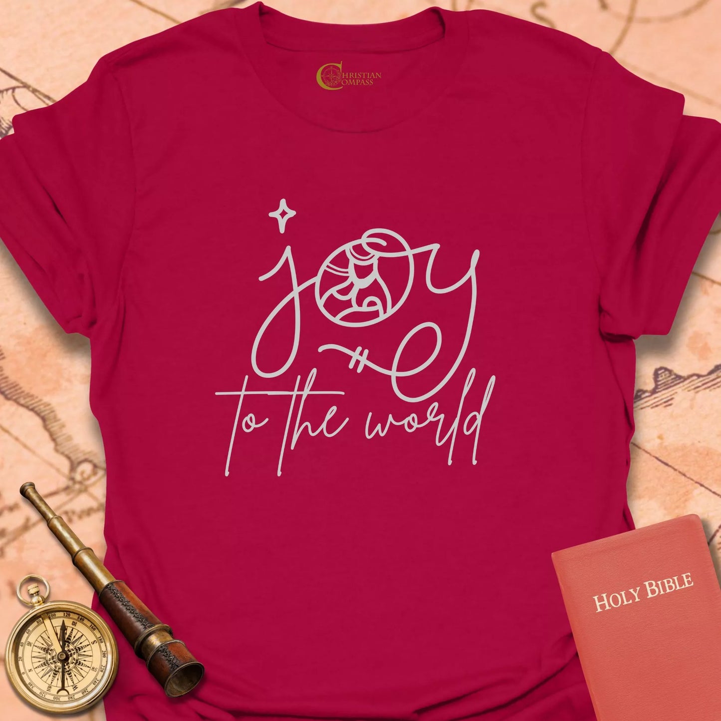 Joy to the World – Nativity Line Art T-Shirt