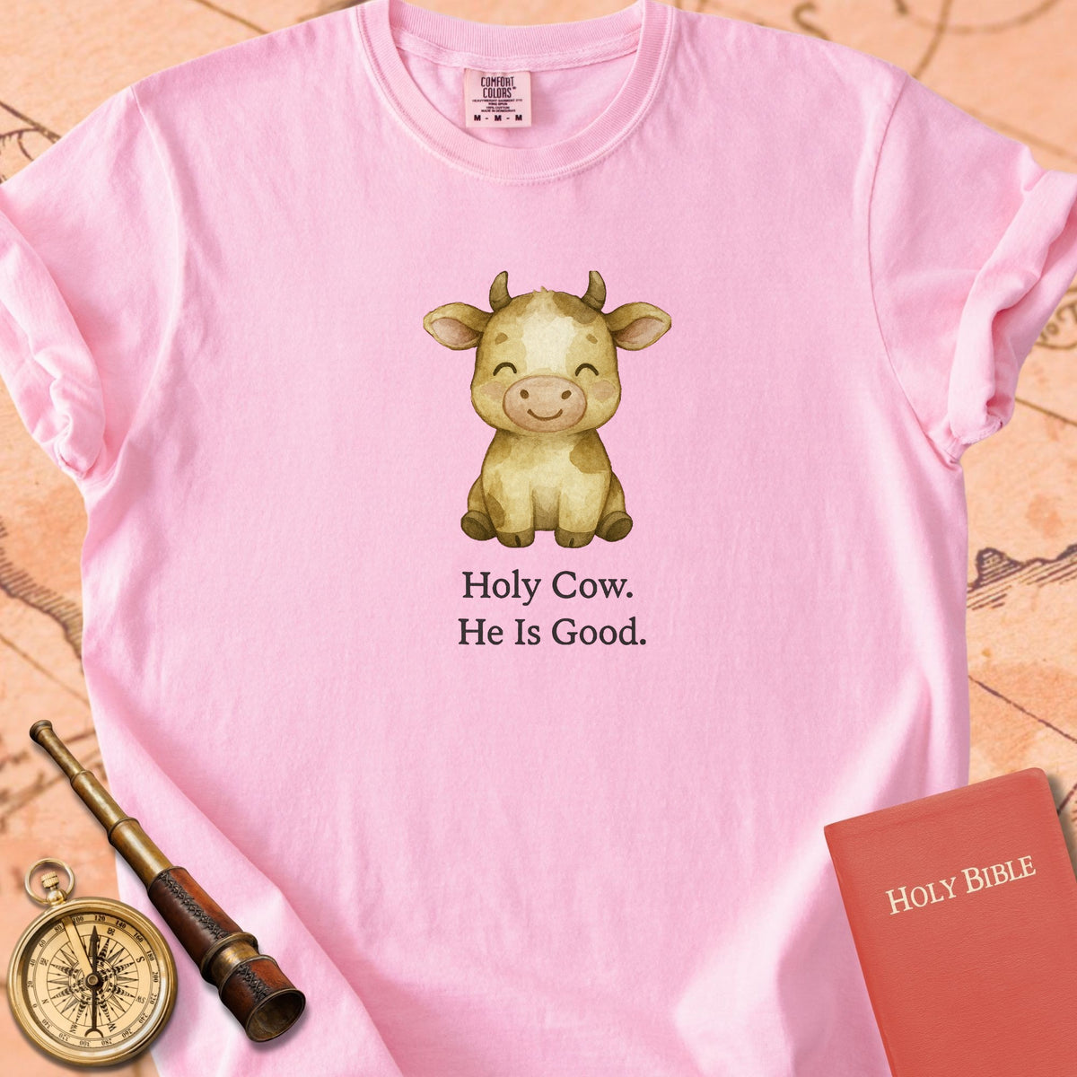 Holy Cow, He Is Good — Cute Cow Premium T-shirt — Blossom Comfort Colors