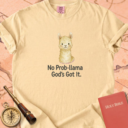 No Prob-llama, God's Got It — Cute Llama Premium T-shirt — Butter Comfort Colors