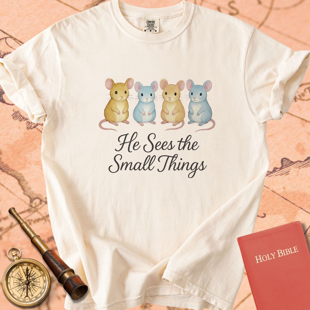 He Sees the Small Things — Mice Premium T-shirt — Ivory Comfort Colors