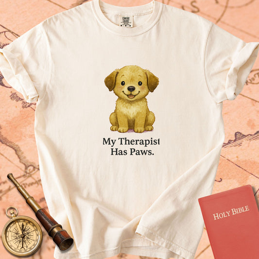 My Therapist Has Paws — Cute Puppy Premium T-shirt — Ivory Comfort Colors
