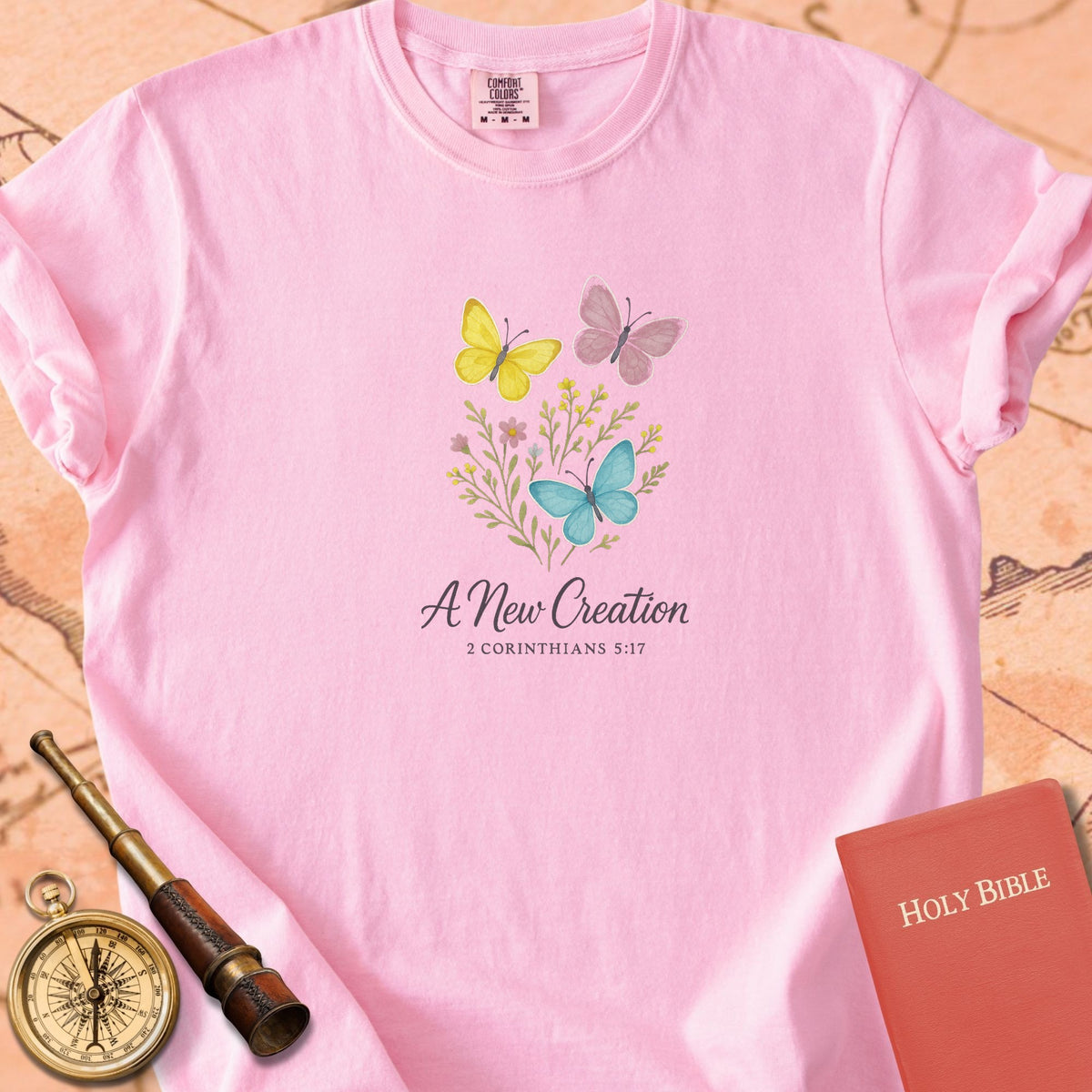 A New Creation — Butterflies Premium T-shirt — Blossom Comfort Colors