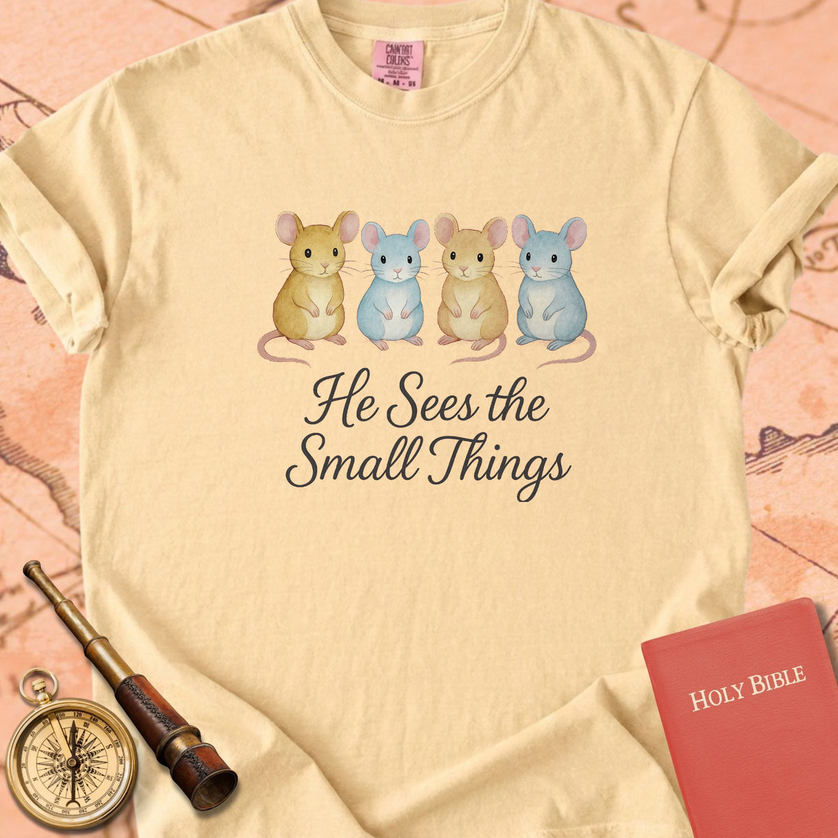 He Sees the Small Things — Mice Premium T-shirt — Butter Comfort Colors