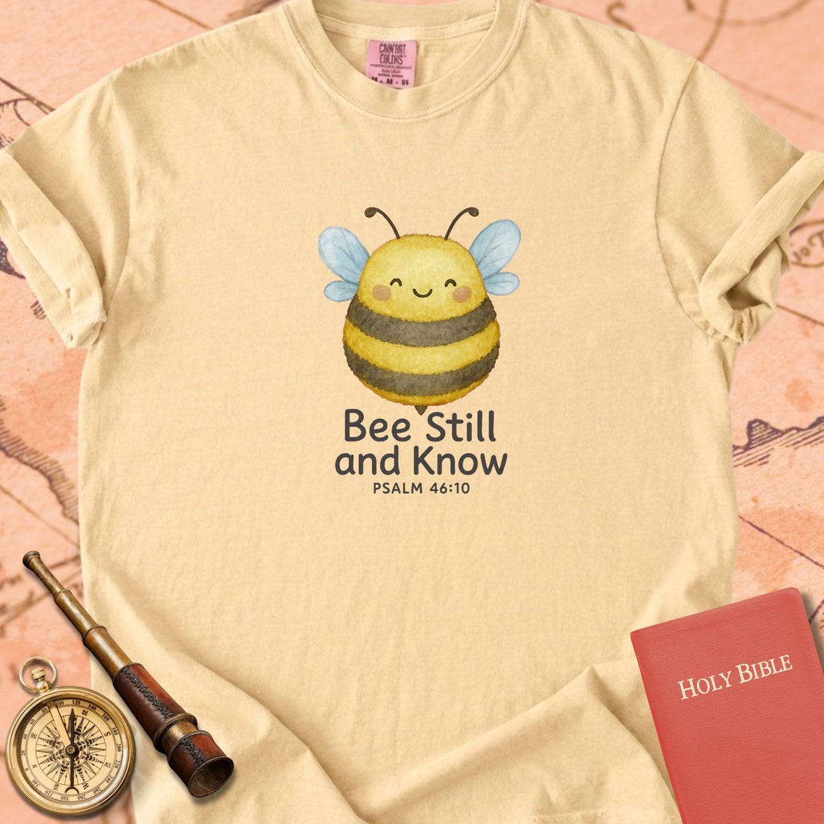 Bee Still and Know — Cute Bumblebee Premium T-shirt — Butter Comfort Colors