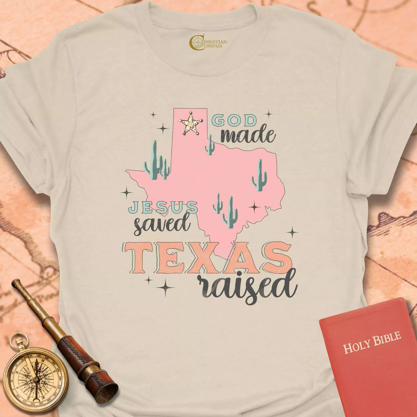 God Made Texas Raised T-Shirt