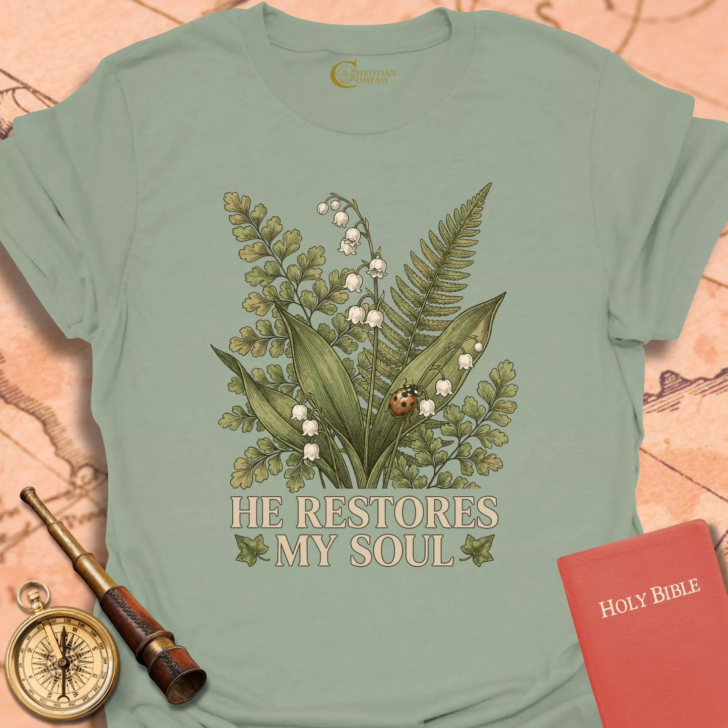 He Restores My Soul Ladybug T-Shirt
